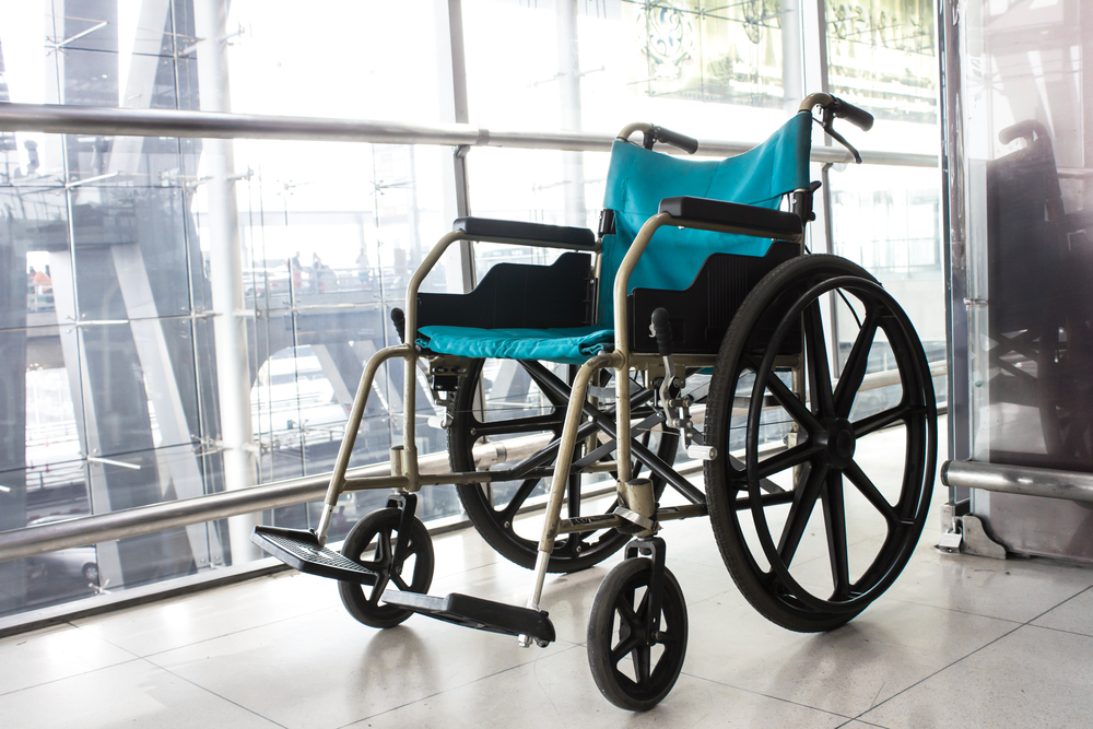 Empty wheelchair in airport